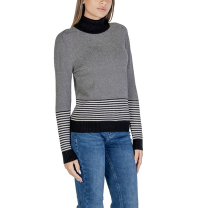 Black And White Viscose Turtleneck