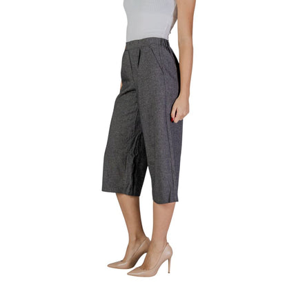 Black And White Polyester Cropped Pant