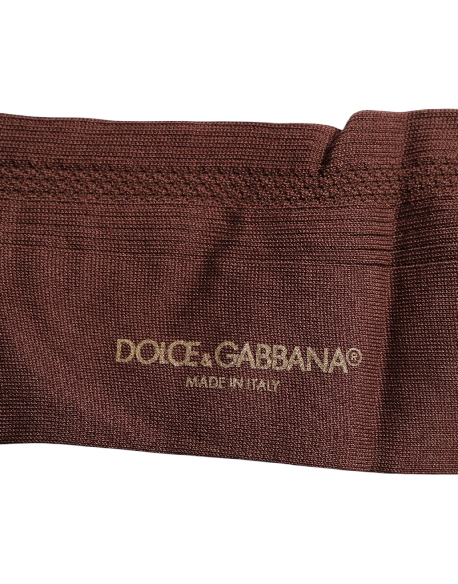 Brown Stretch Logo Print Mid Calf Socks