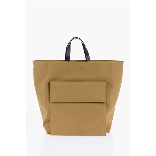 Canvas Shopper Bag with External Pocket