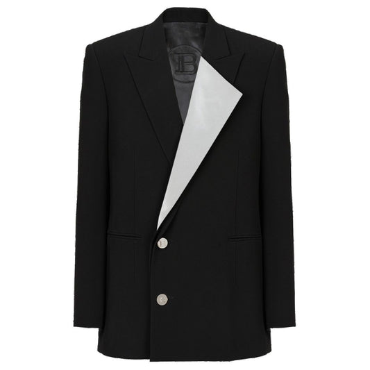 Black Viscose Men Blazer
