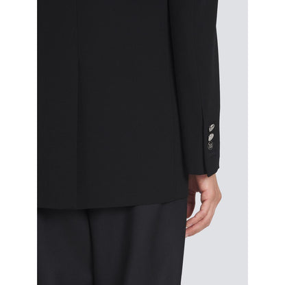Black Viscose Men Blazer