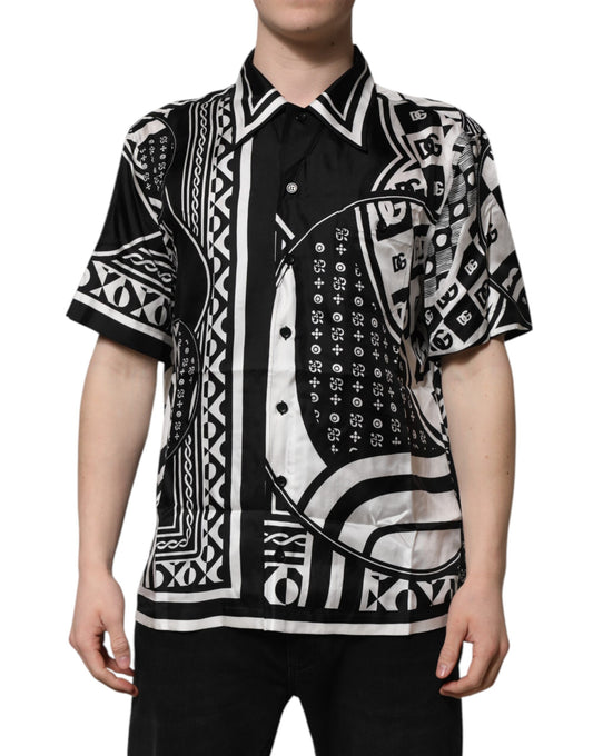 Black Bandana Casual Short Sleeve Shirt