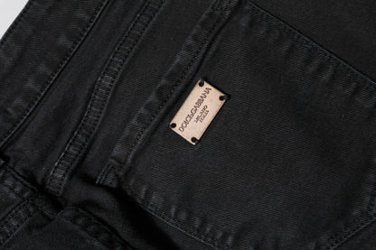 Black Cotton Mid Waist Skinny Denim Jeans