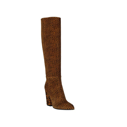 Leopard-Print Leather Boots