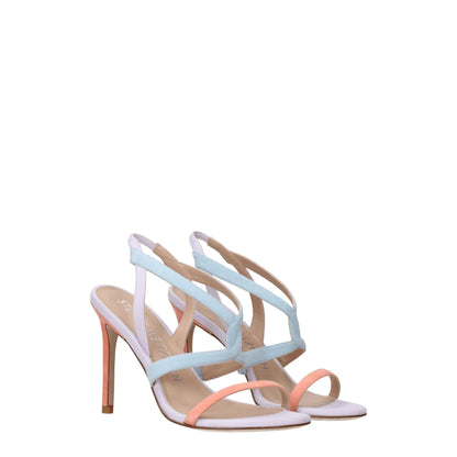 Multicolor Leather Stiletto Heels Sandals