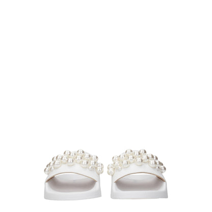 White Leather Slippers Sandals