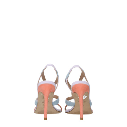 Multicolor Leather Stiletto Heels Sandals