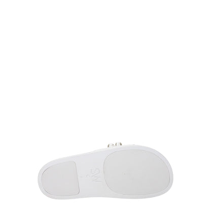 White Leather Slippers Sandals