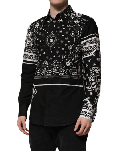 Black Bandana Print Logo MARTINI Dress Shirt