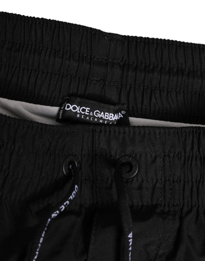 Black White Striped DG Logo Men Short  Swimwear