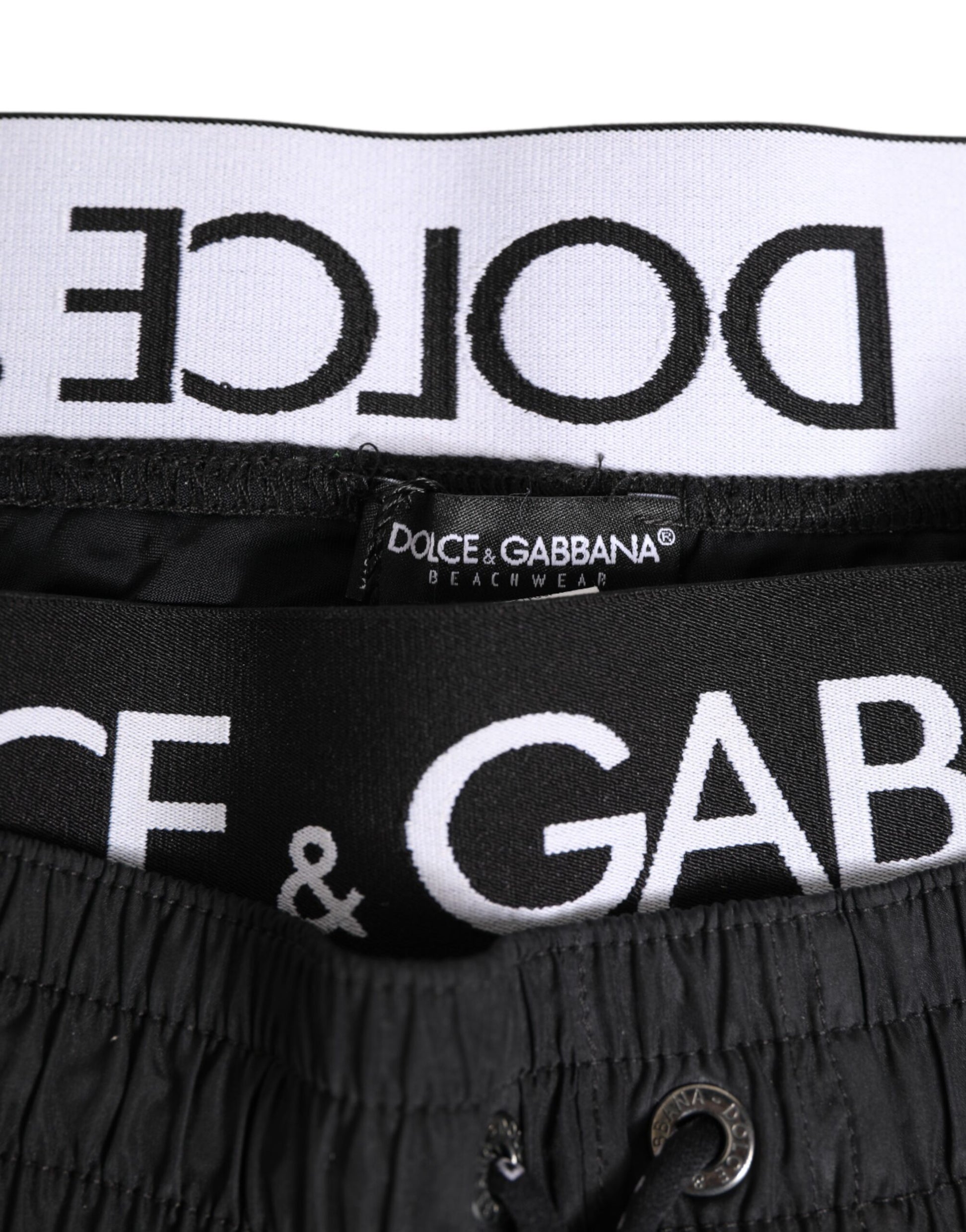 Black Drawstring Beachwear Men Shorts Swimwear