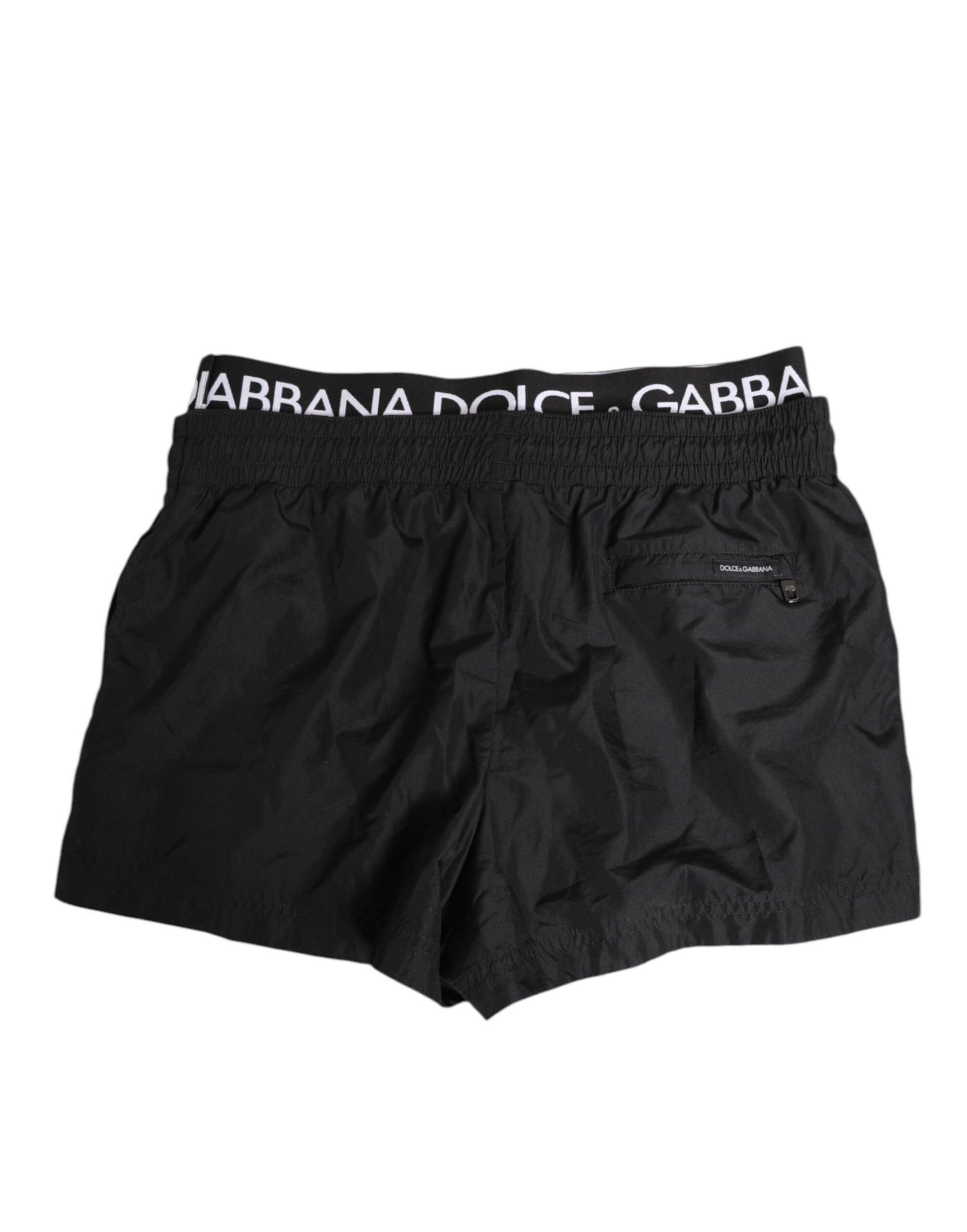 Black Drawstring Beachwear Men Shorts Swimwear