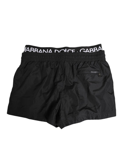 Black Drawstring Beachwear Men Shorts Swimwear