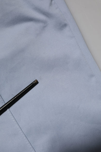 Light Blue Cotton Drawstring Elastic Waist Men Pants