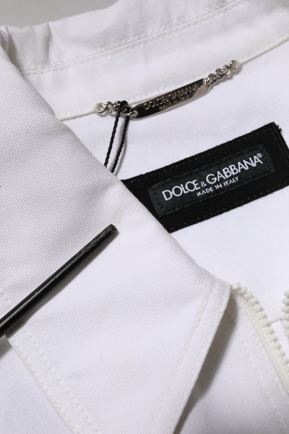 White Barcode Patch Utility Zip Jumpsuit Pants