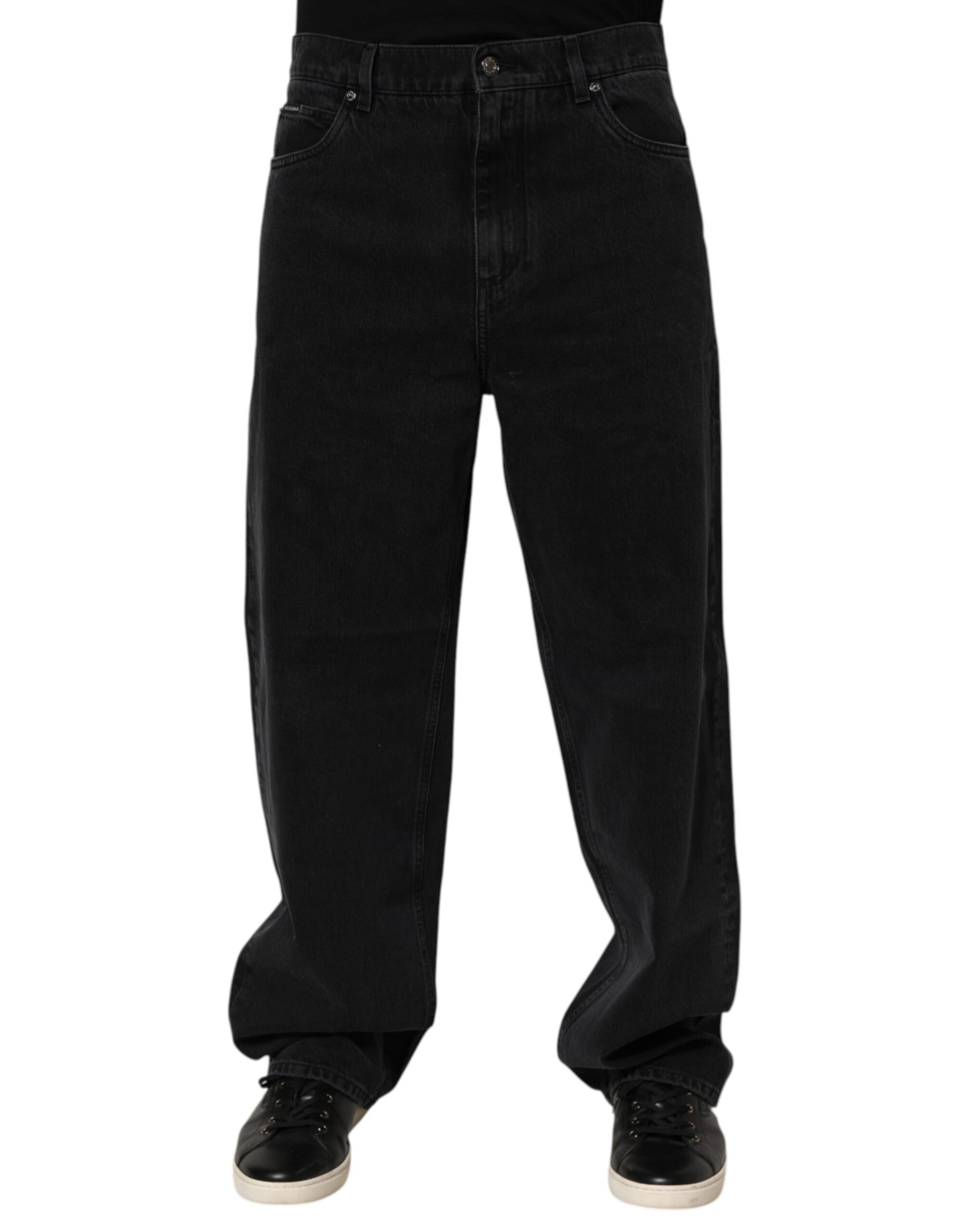 Black Denim Wide Leg Relaxed Fit Pants Jeans