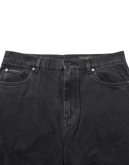Black Denim Wide Leg Relaxed Fit Pants Jeans