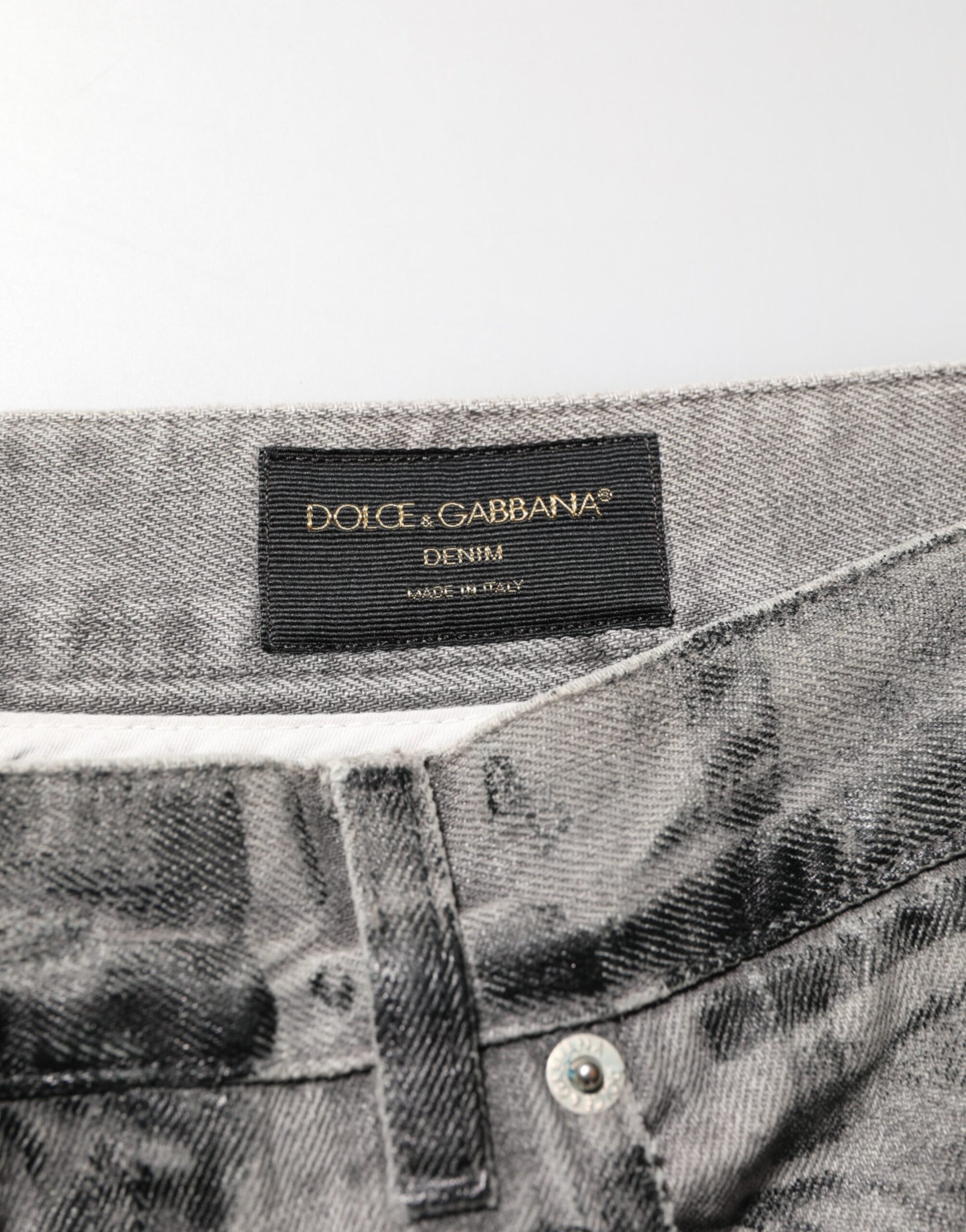 Black Grey Graphic Print Denim Pants Jeans
