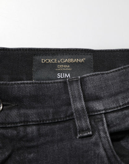 Black Slim Fit Stretch Men Denim Pants Jeans