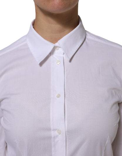 White Cotton Collared Dress Formal Shirt  Top