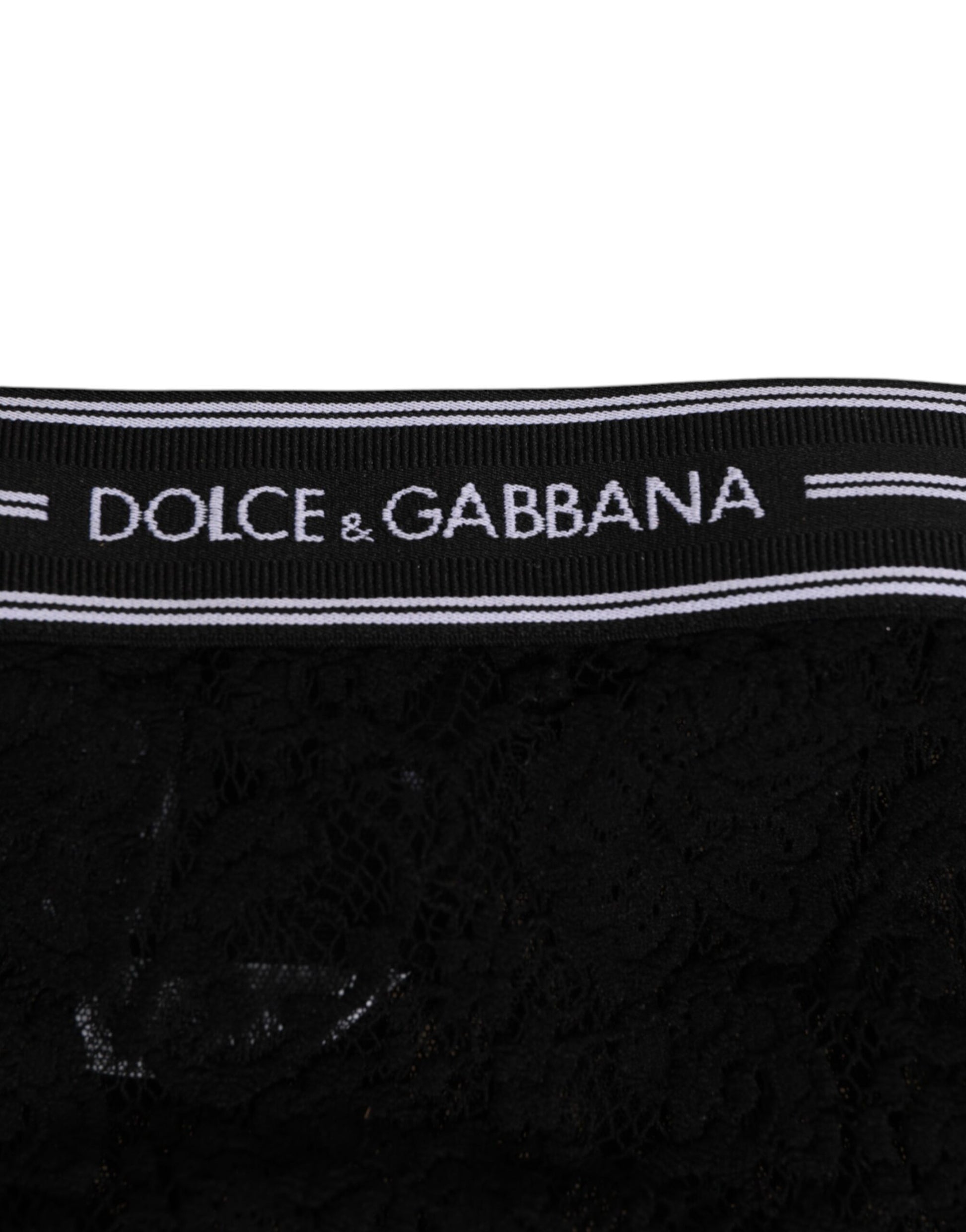 Black Lace Slip Brief Logo Waistband Underwear
