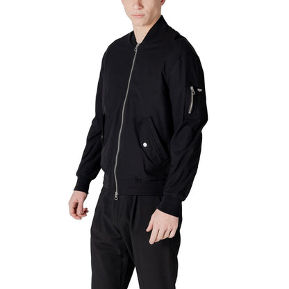 Black Polyester Jackets & Coat