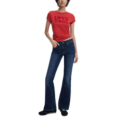 Blue Cotton Bootcut Jean