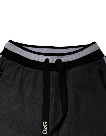 Black Gray Cotton Layered Sweatpants Pants