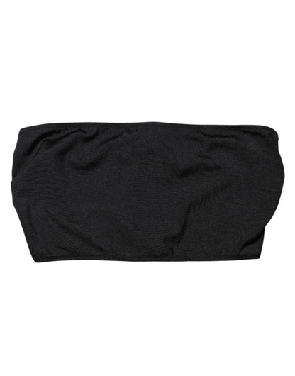 Black Nylon Blend Bandeau Strapless Tube Top