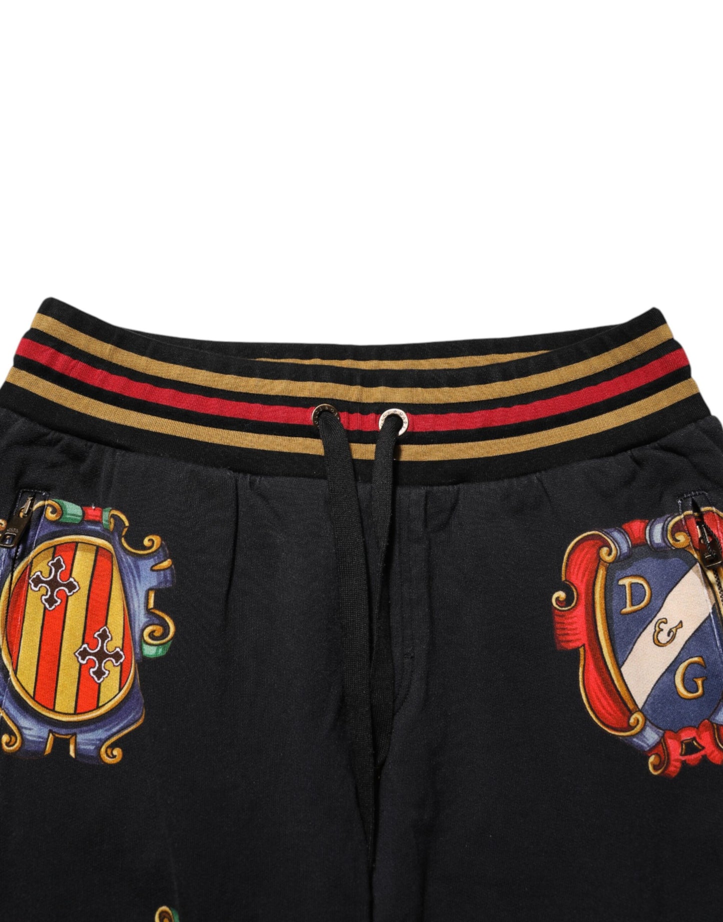 Black Baroque Crest Logo Men Trackpants Pants