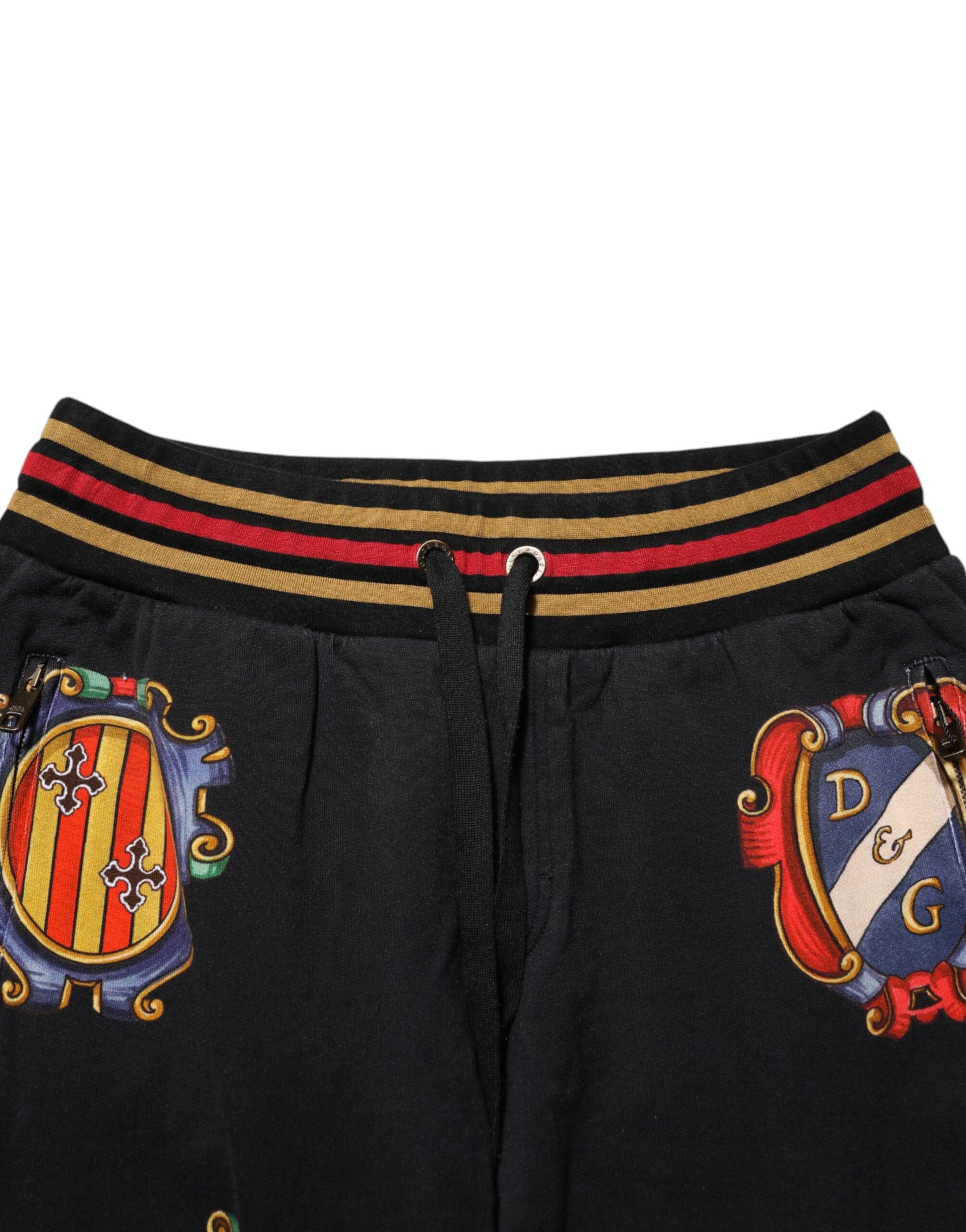 Black Baroque Crest Logo Men Trackpants Pants