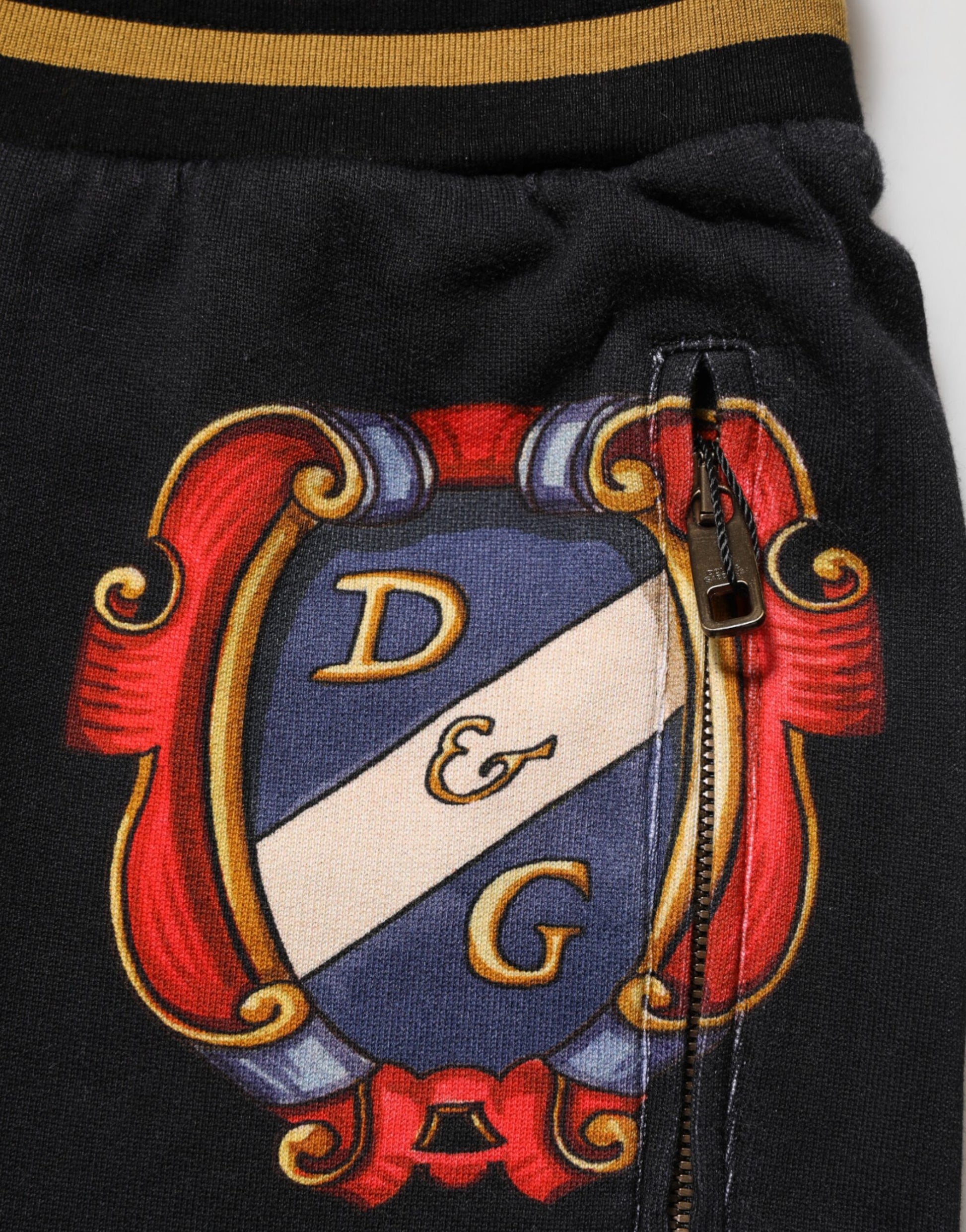 Black Baroque Crest Logo Men Trackpants Pants