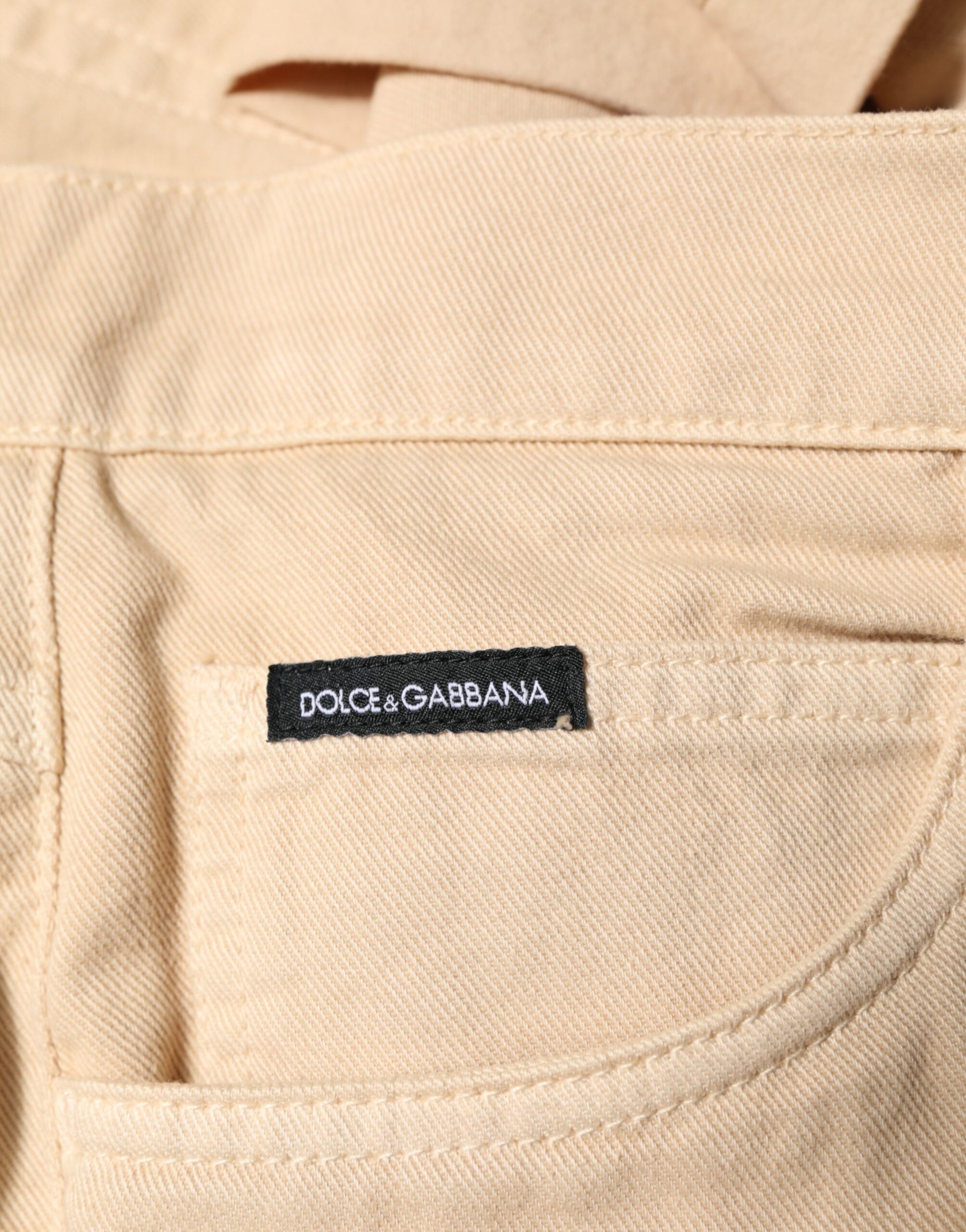 Beige Cotton Skinny Regular Men Denim Jeans